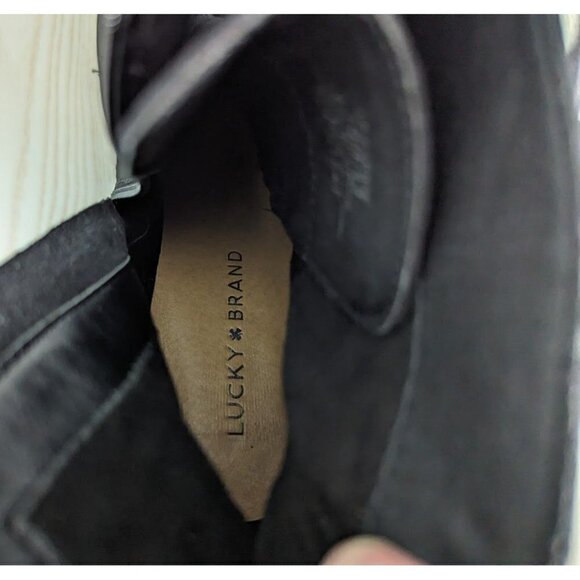 Lucky Brand Persee Boot Lace Up Zip Block Heel Black Leather Women's 10 - Picture 8 of 9